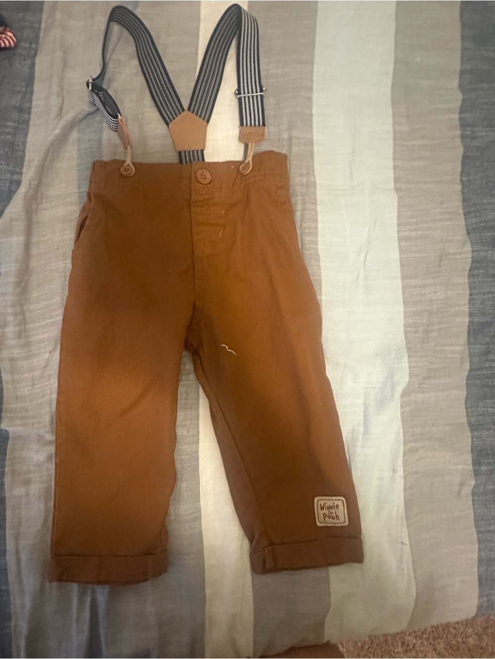 Disney Brown Kids Pants with Striped Suspenders